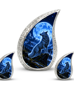 Wolf Cremation Urn for Ashes | Blue Moon Wolf Adult keepsake urn