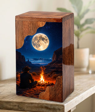 Cowboy Wooden Cremation Urn for Human Ashes – Personalized Western Memorial Urn