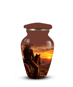 Personalized Adult Cremation Urn for Ashes, Custom Memorial Urn, Western Cowboy Horse Sunset Design