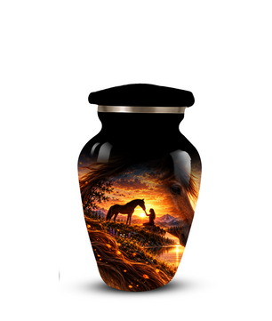 Personalized Adult Cremation Urn for Ashes, Custom Memorial Urn, Horse Sunset Artwork, Adult Urn
