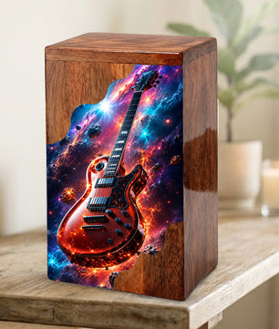 Guitar Wooden Cremation Urn – Wooden Urn for Human Ashes