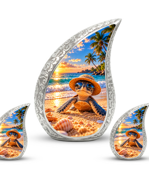 Turtle Cremation Urn for Ashes, Sea Turtle Memorial Urn, Beach Adult Urn