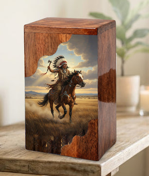 Western Cremation Urn for Dad – Custom Wooden Memorial Urn Box for Ashes