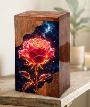 Rose Wooden Cremation Urn for Mom – Custom Memorial Wooden Urn for Human Ashes