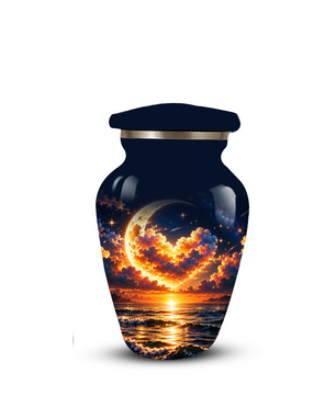 Personalized Adult Cremation Urn for Ashes, Golden Crescent Moon Ocean Memorial Urn, Custom Urn