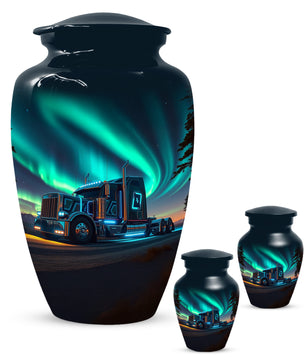 Semi Truck Cremation Urn for Ashes - Personalized Trucker Memorial for Dad | Big Rig Funeral Urns for Adult Male