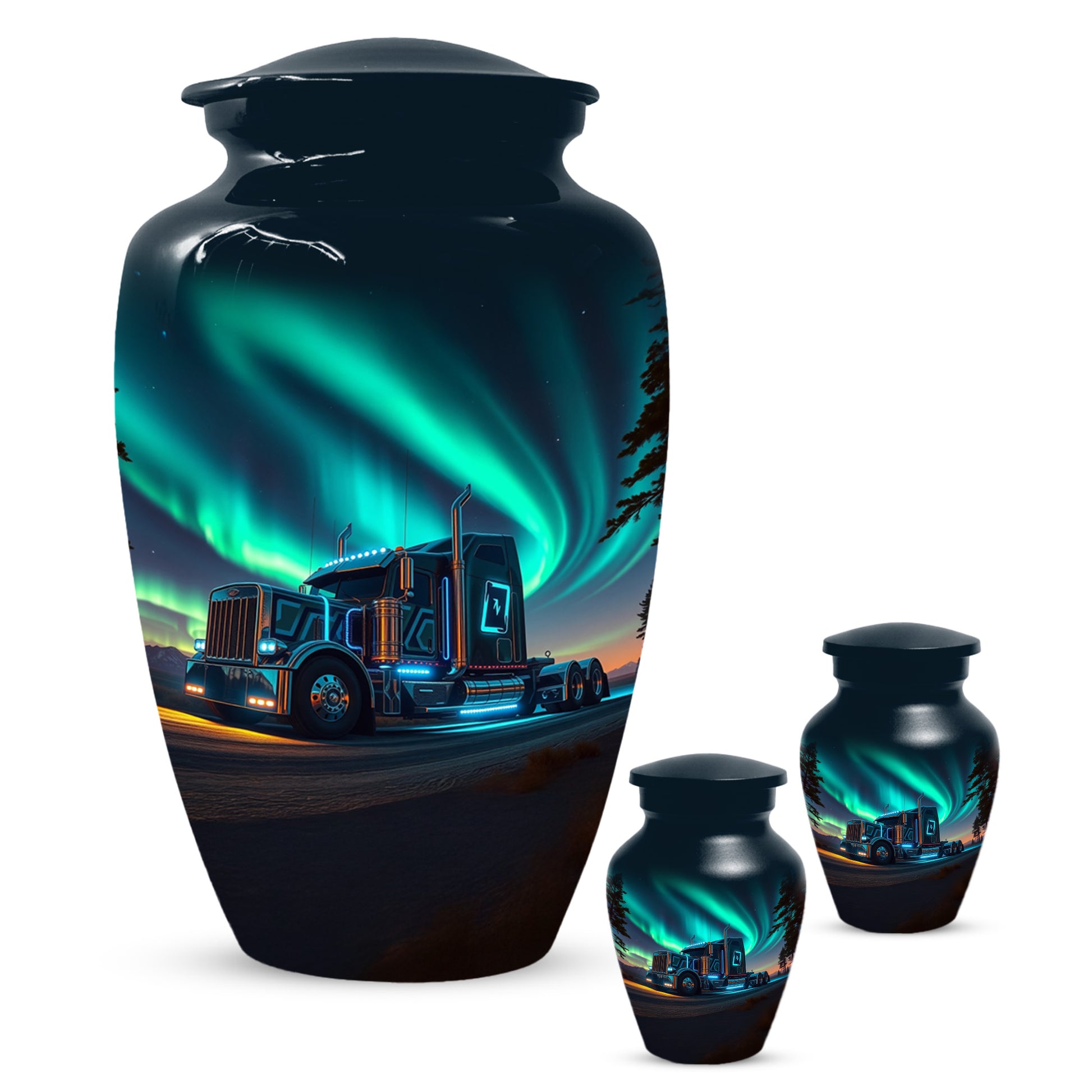 Semi Truck Cremation Urn for Ashes - Personalized Trucker Memorial for Dad | Big Rig Funeral Urns for Adult Male