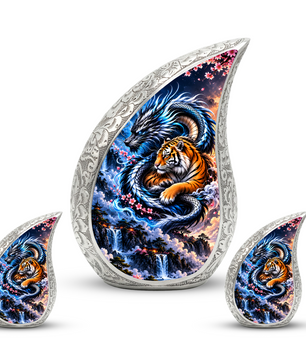 Dragon and Tiger Cremation Urn for Ashes, Asian Mythical Animal Memorial Urn