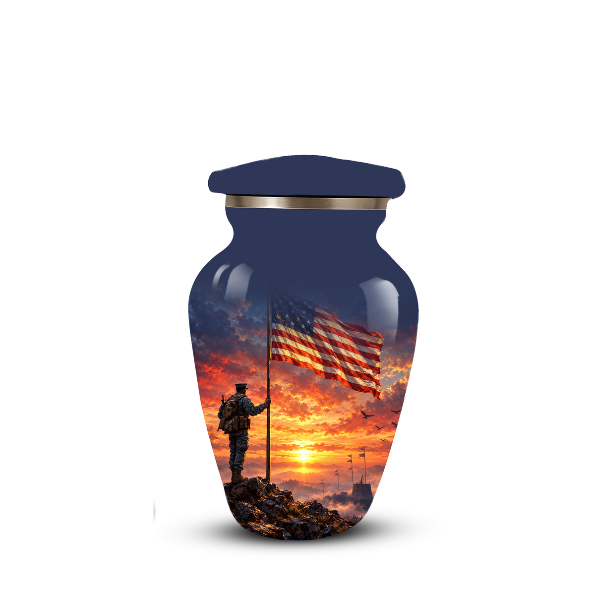 American Flag Cremation Urn for Dad – Patriotic Memorial Urn for Father, Veteran & Adult Male Ashes