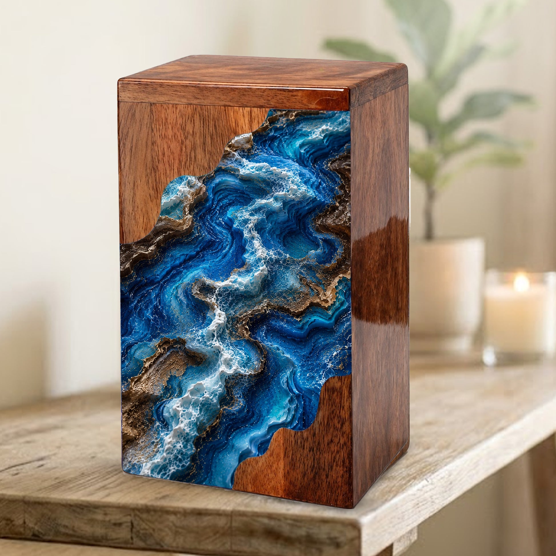 Ocean Flow Cremation Urn – Wooden Urn for Human Ashes