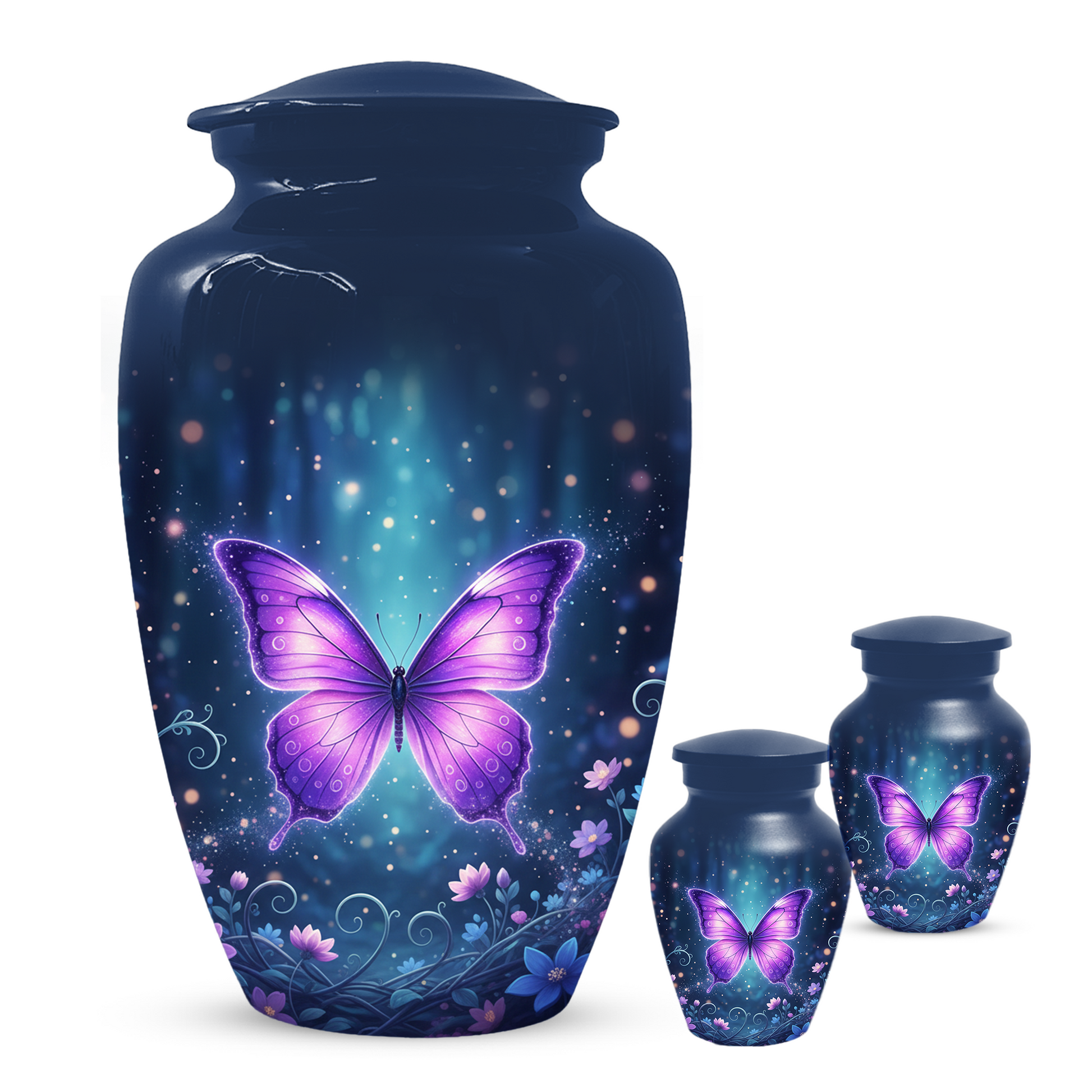 Purple Butterfly Urn for Ashes, Custom Butterfly Cremation Urn