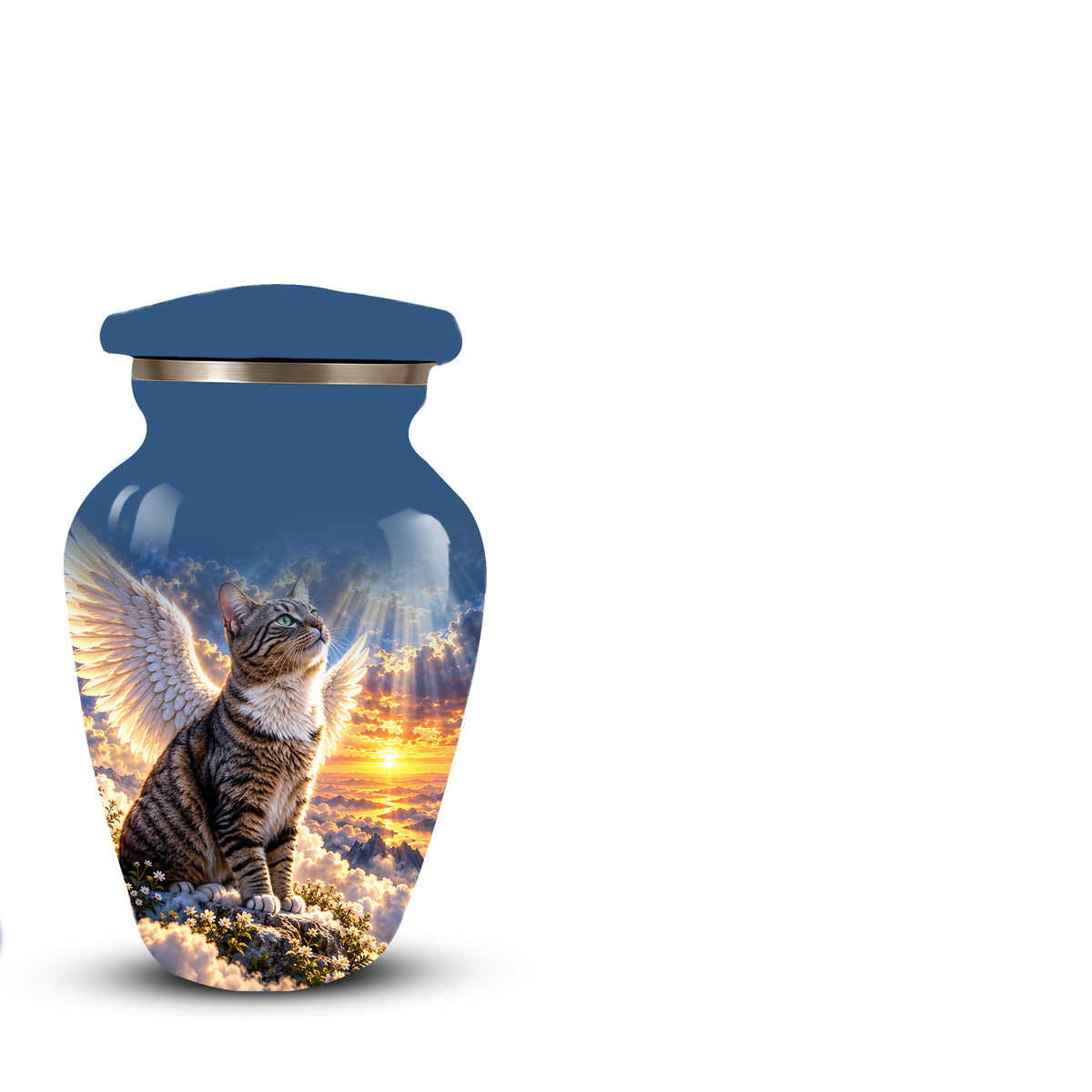 Angel Cat Cremation Urn for Ashes,Heavenly Cat Memorial with Wings, Custom Pet Lover Urn