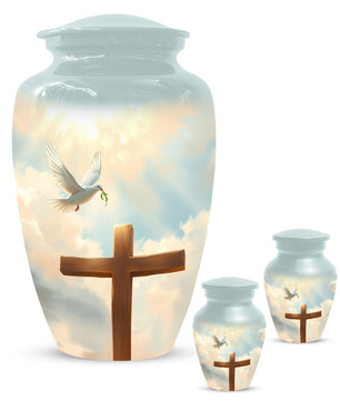 Christian Cross Cremation Urn for Mom – Dove Memorial Urn for Ashes
