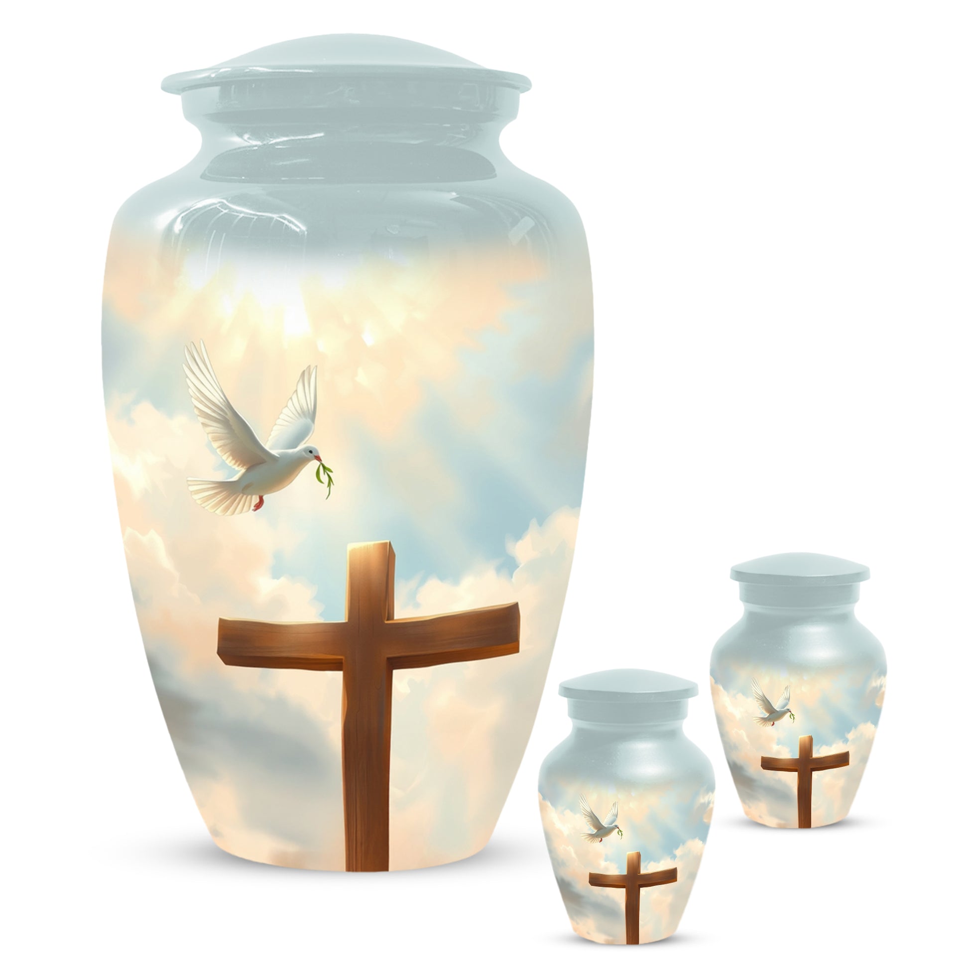 Christian Cross Cremation Urn for Mom – Dove Memorial Urn for Ashes