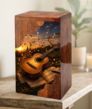 Guitar Wooden Cremation Urn – Music Memorial Urn | Wooden Urn for Human Ashes