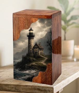 Lighthouse Wooden Cremation Urn – Coastal Memorial Urn