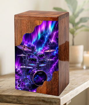 Drummer Wooden Cremation Urn – Aurora Memorial Urn