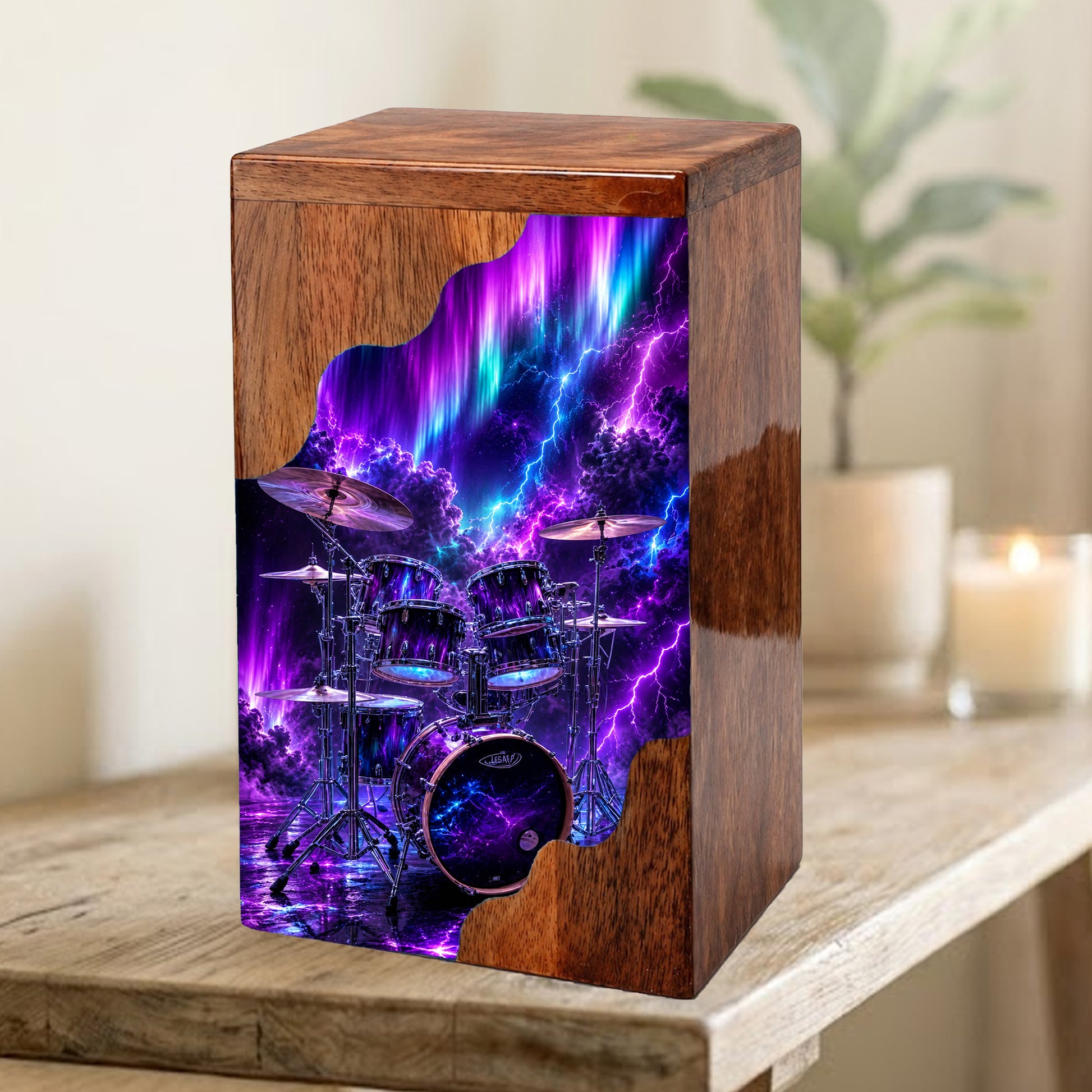 Drummer Wooden Cremation Urn – Aurora Memorial Urn