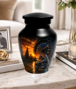 Motorcycle Memorial Urn for Dad | Biker Cremation Urns for Ashes Male