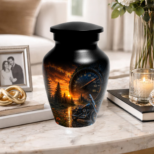 Motorcycle Memorial Urn for Dad | Biker Cremation Urns for Ashes Male