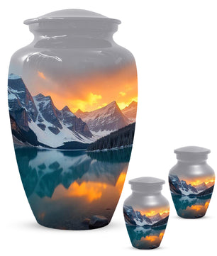 Mountain Lake Sunset Adult Urn for Human Ashes | Scenic Adult Cremation Urn