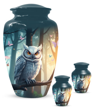 Snowy Owl Urn for Mom – Custom Owl Cremation Urns for Ashes | Adult Female Funeral Keepsake