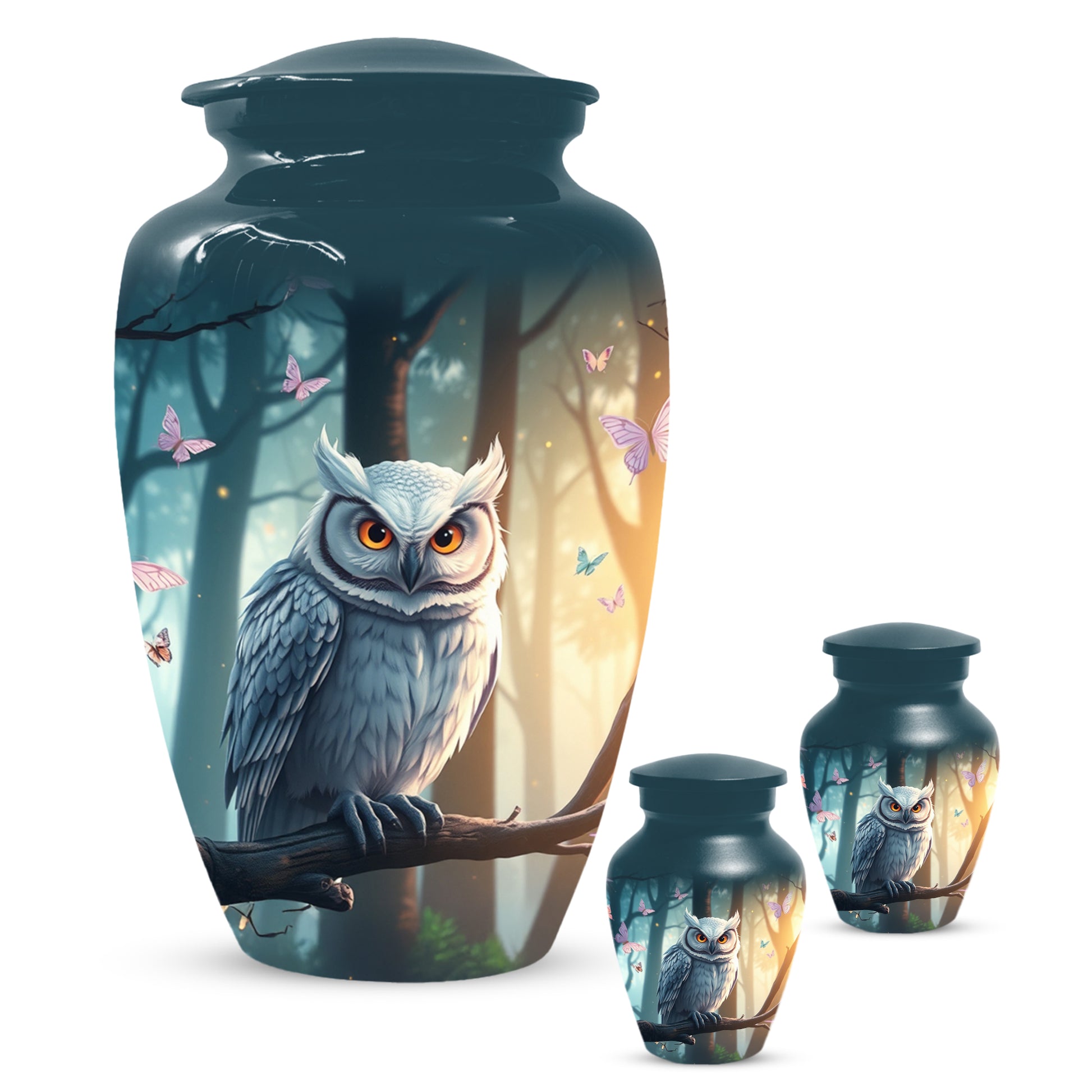 Snowy Owl Urn for Mom – Custom Owl Cremation Urns for Ashes | Adult Female Funeral Keepsake
