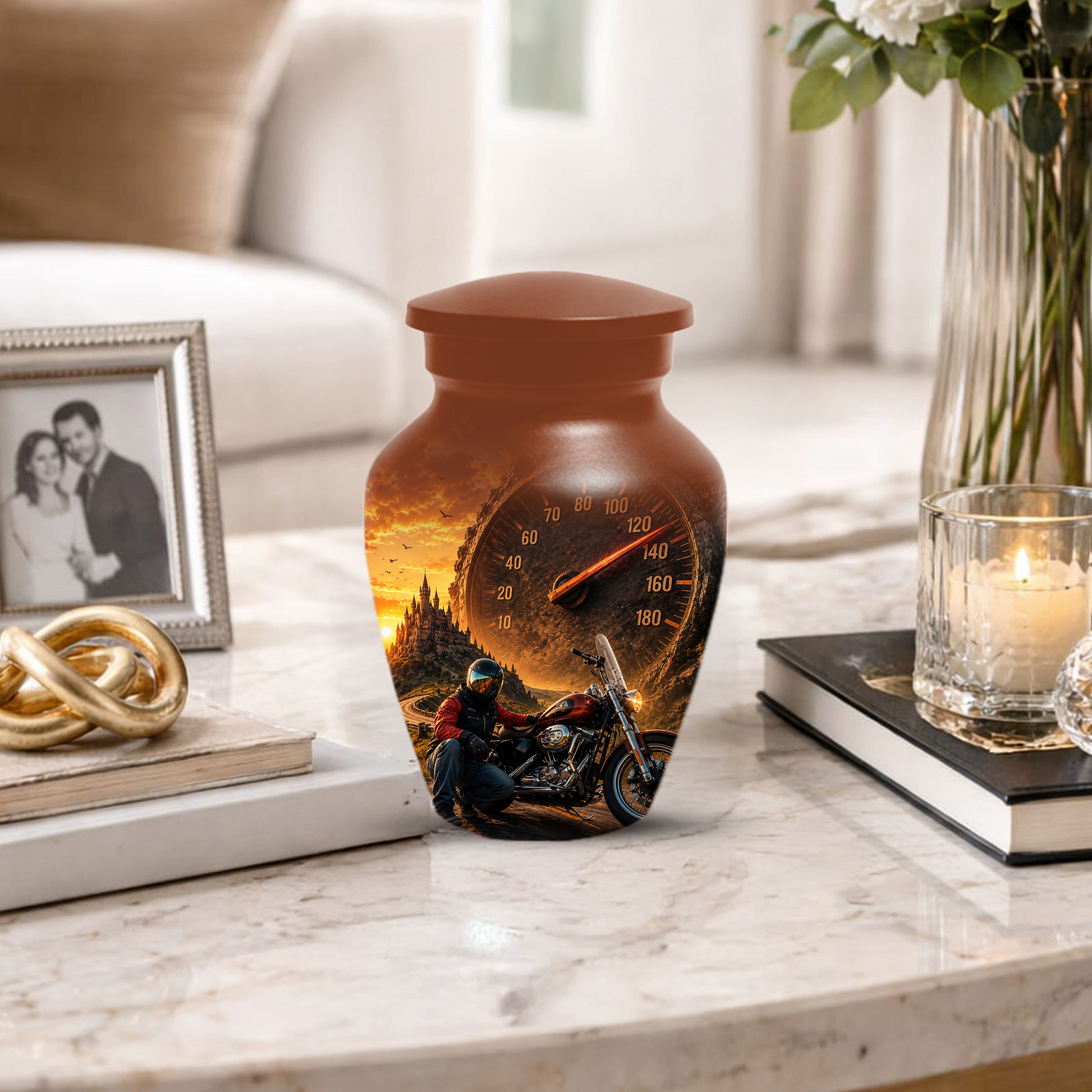 Motorcycle Urn for Ashes - Motorcycle Memorial  Keepsake for Dad