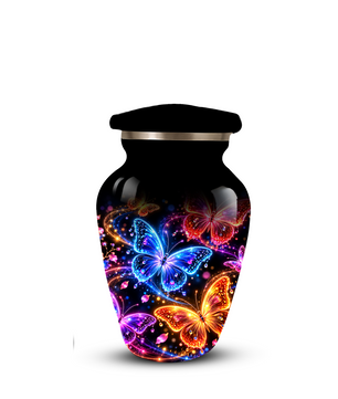 Personalized Butterfly Adult Cremation Urn for Ashes, Colorful Butterfly Memorial Urn, Black Cremation Urn