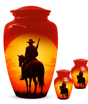 Cowboy Urn for Ashes | Western Horse Cremation Urn for Dad | Custom Funeral Cremation Urn for Men