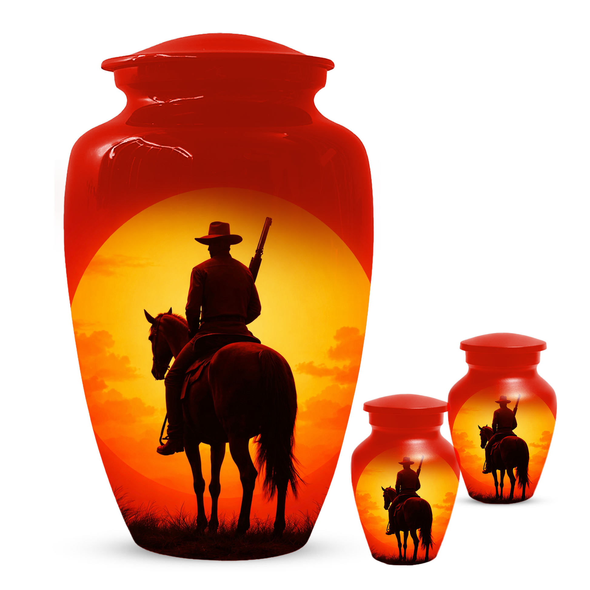 Cowboy Urn for Ashes | Western Horse Cremation Urn for Dad | Custom Funeral Cremation Urn for Men