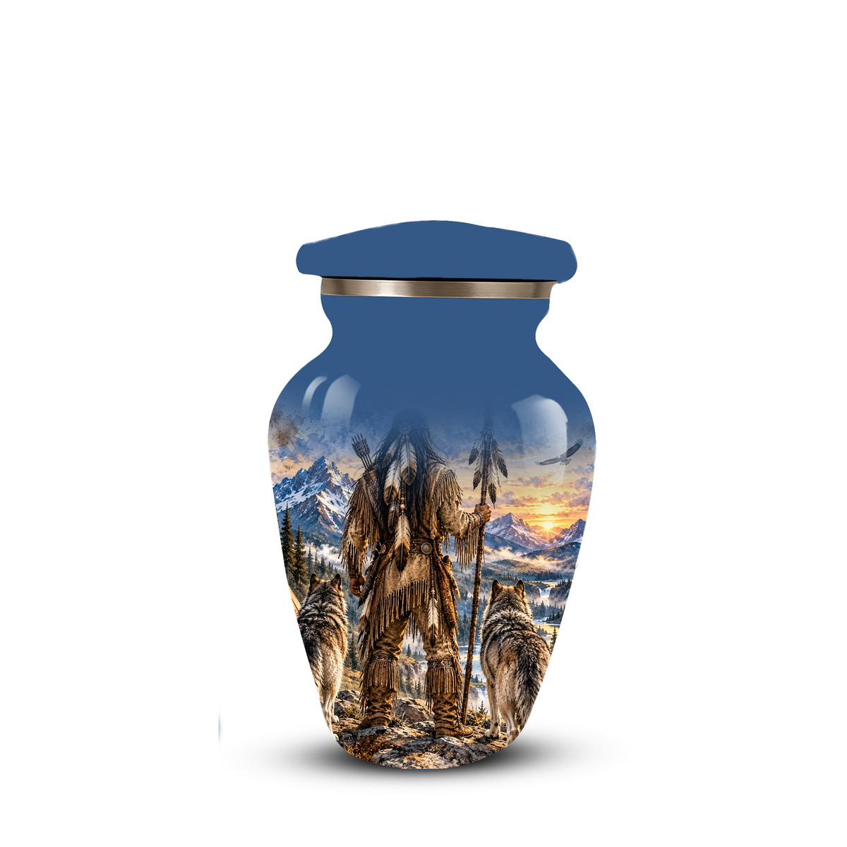 Adult Cremation Urn for Ashes | Personalized Adult Urn | Handmade Memorial Urn with Mountain & Wolf Design