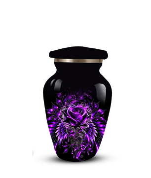 Purple Rose Adult Urn for Ashes – Gothic Floral Design Black Cremation Urn for Adults