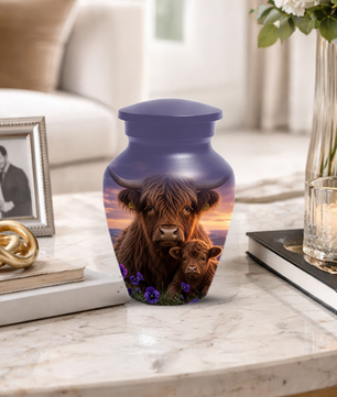 Highland Cow Cremation Urn for Ashes - Personalized Farm Animal Memorial
