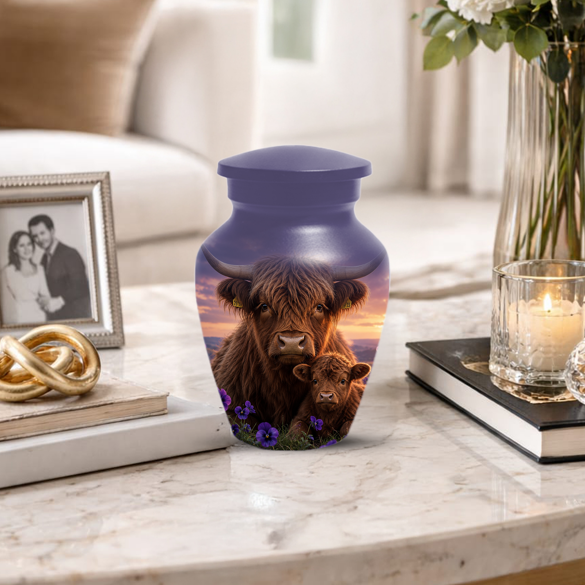 Highland Cow Cremation Urn for Ashes - Personalized Farm Animal Memorial