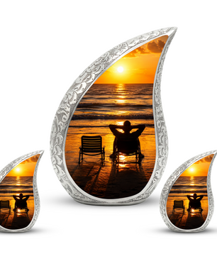 Beach Sunset Urn for Human Ashes | Ocean Sunset Cremation Urn & Beach Themed Memorial Urn