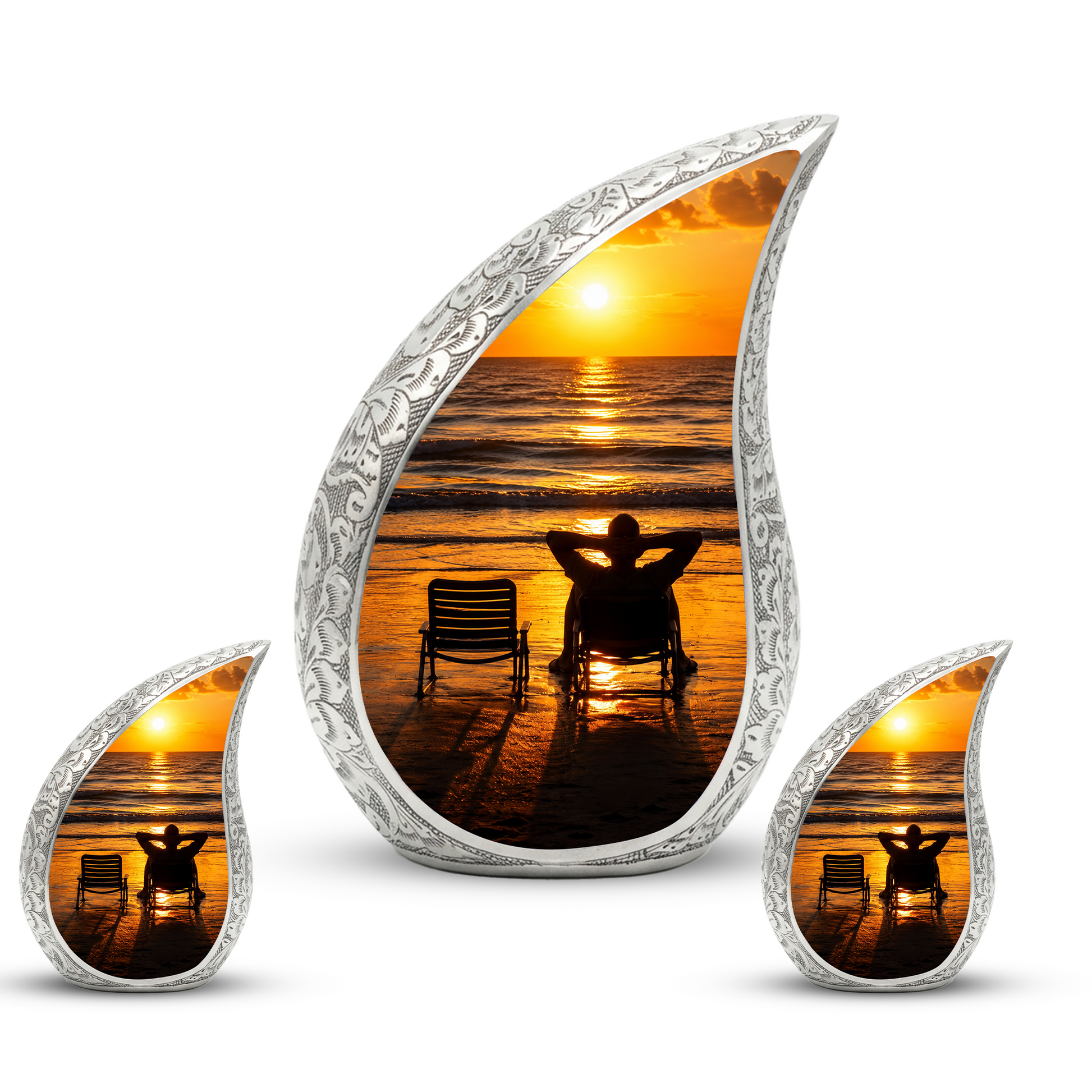 Beach Sunset Urn for Human Ashes | Ocean Sunset Cremation Urn & Beach Themed Memorial Urn
