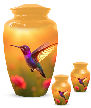 Golden Hummingbird Sunset Adult Urn for Human Ashes | Elegant Adult Cremation Urn