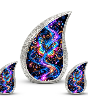 Colorful Butterfly Cremation Urn for Ashes, Rainbow Butterfly Memorial Urn