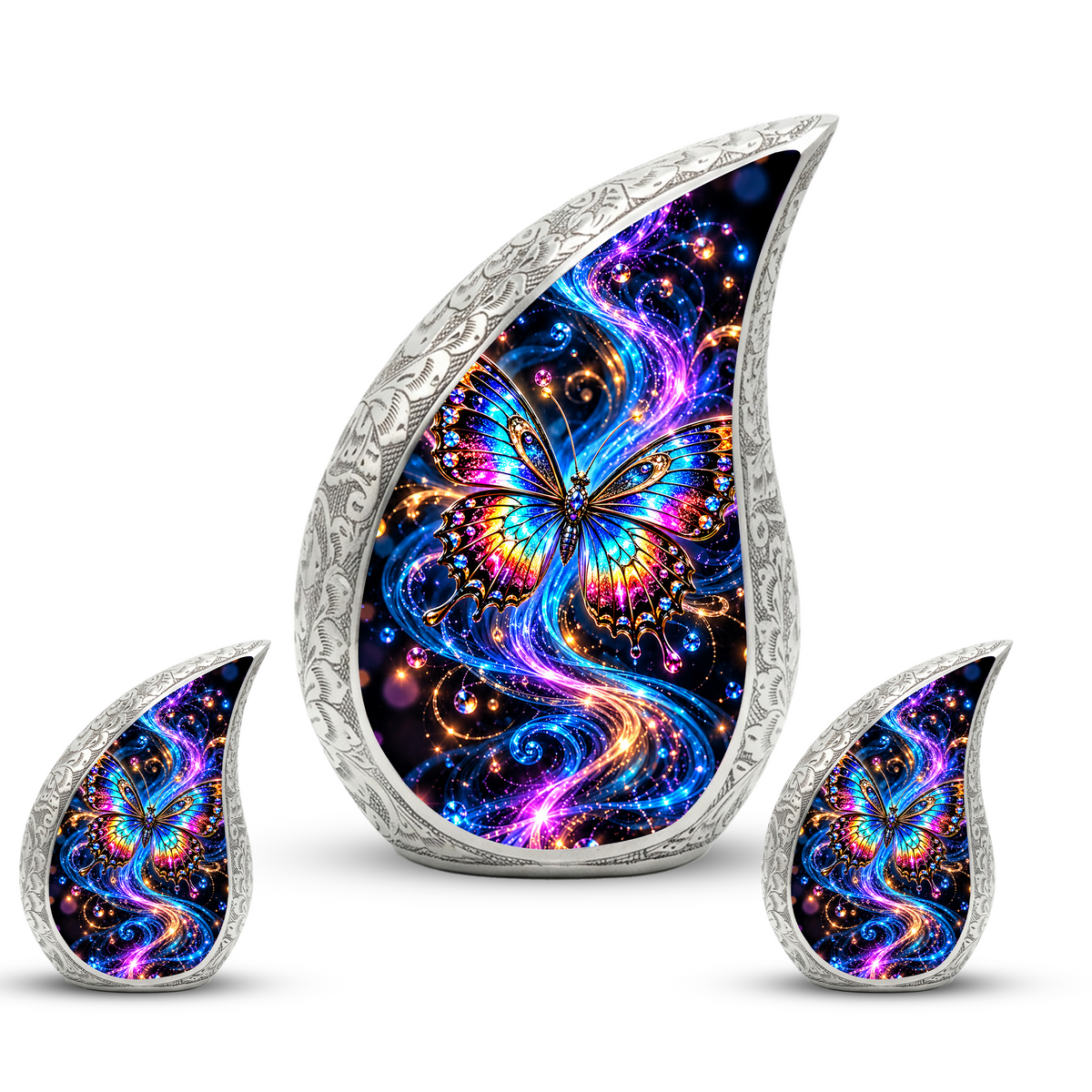 Colorful Butterfly Cremation Urn for Ashes, Rainbow Butterfly Memorial Urn