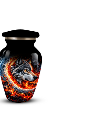 Personalized Wolf Cremation Urn for Ashes, Fiery Wolf Adult Memorial Urn,  Custom Adult Urn
