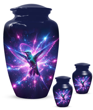 Humming Bird with Blue Urn for Human Ashes | Blue Hummingbird Adult Cremation Urn