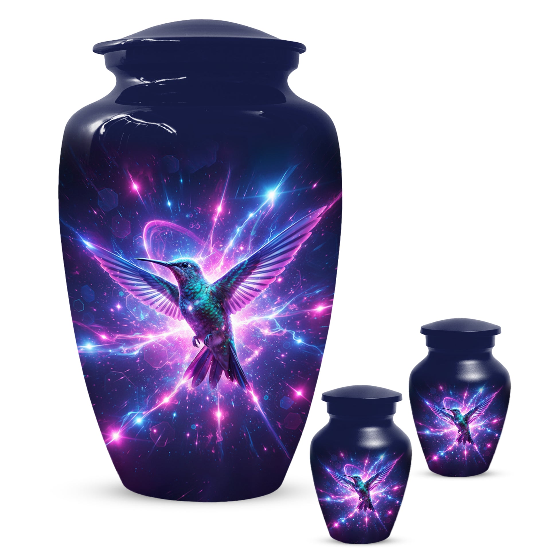 Humming Bird with Blue Urn for Human Ashes | Blue Hummingbird Adult Cremation Urn