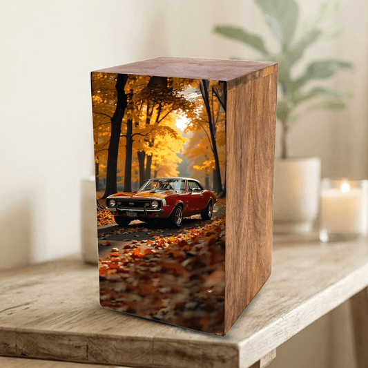 Classic Car Urn For Ashes Male - Decorative Wooden Keepsake Urn Box