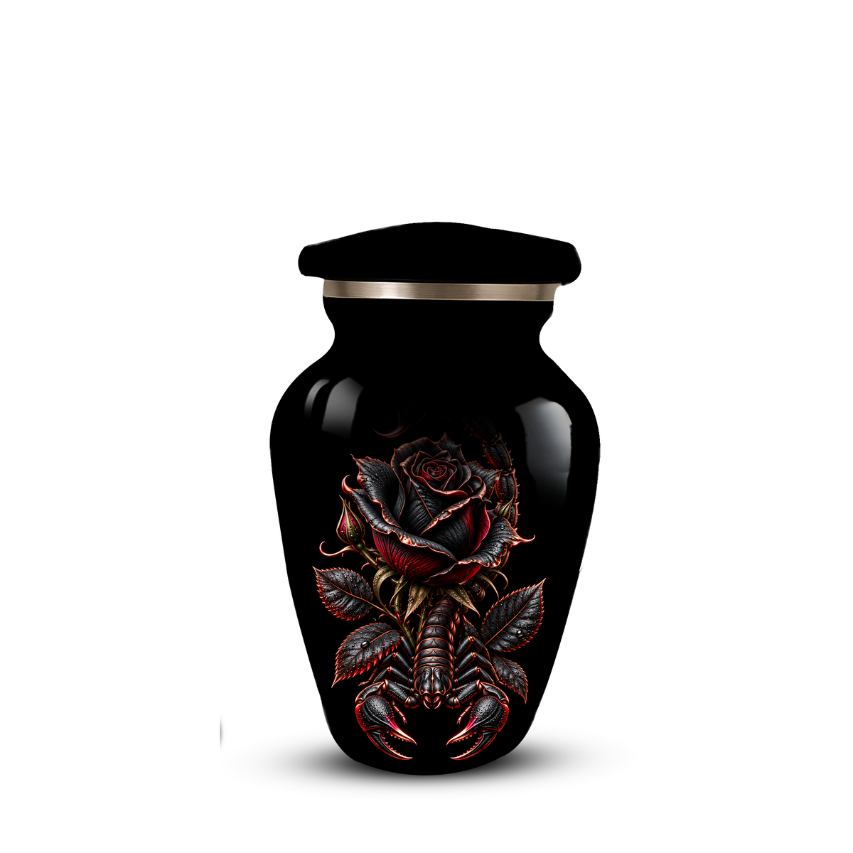 Black Rose & Scorpion Cremation Urn – Gothic Adult Memorial Urn for Ashes