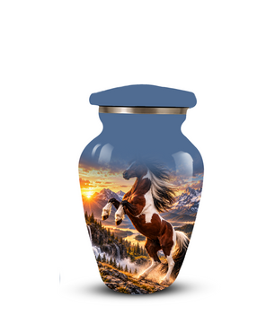 Horse Cremation Urn for Ashes, Rearing Horse Sunset Design, Custom Horse Lover Pet Memorial Urn