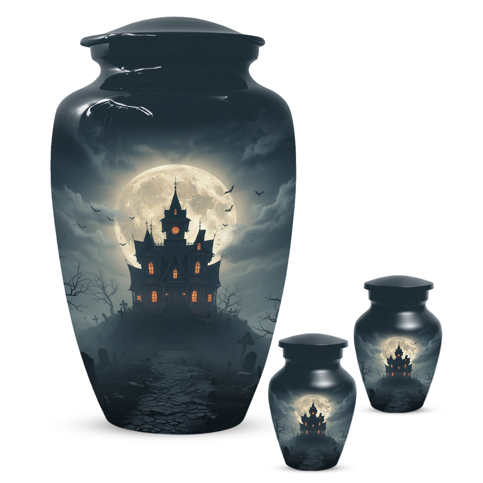 Gothic Haunted House Adult Urn for Human Ashes | Halloween Memorial Adult Cremation Urn for Ashes