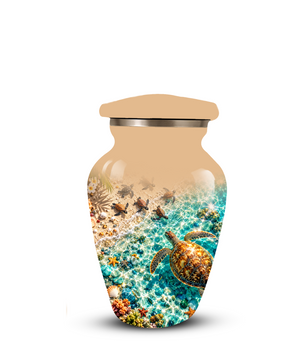 Personalized Sea Turtle Memorial Urn, Aluminum Ocean Beach Urn for Human Ashes
