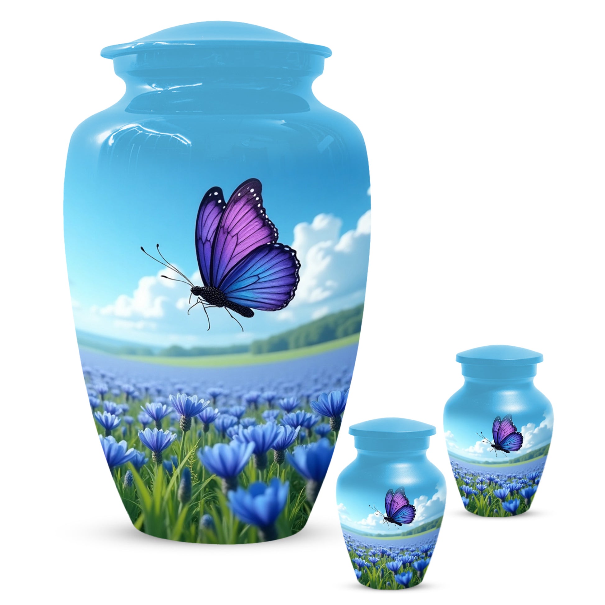 Purple Butterfly Urn for Human Ashes | Elegant Purple Butterfly Cremation Urn for Adult Memorial