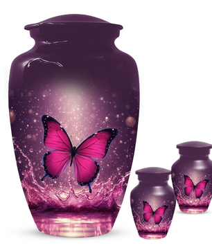 Personalized Pink Butterfly Cremation Urn for Ashes | Memorial Urn for Mom